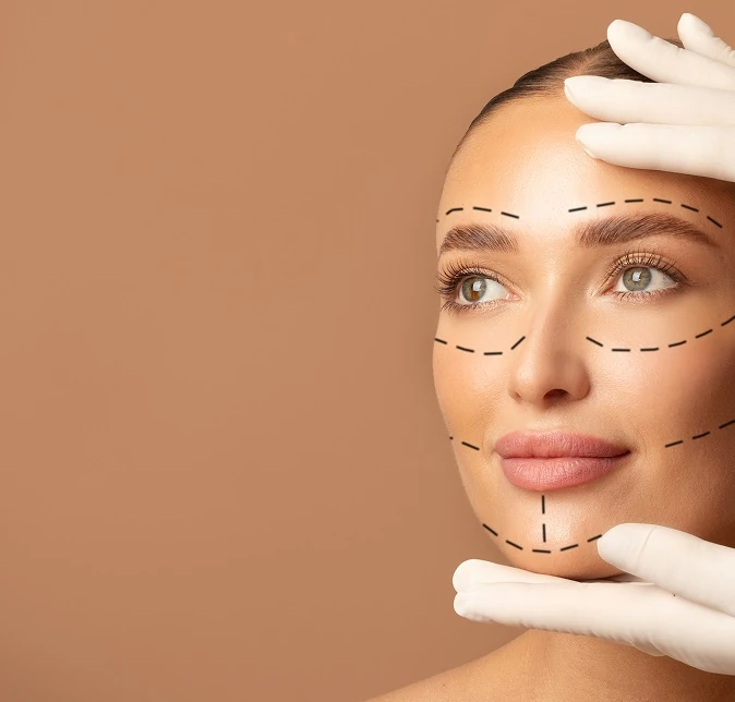 Armonización facial en Bilbao: profesional marcando puntos en el rostro de una paciente